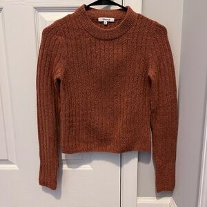 Madewell Ribbed Pullover Sweater Red Orange Wool Blend Slim Fit Crew Neck